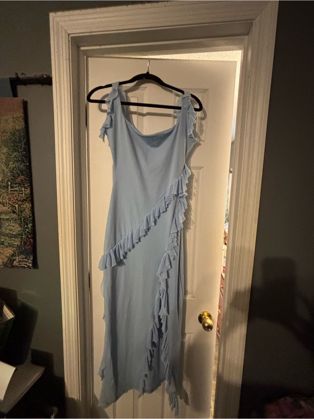Light Blue Ruffle Maxi Dress - Women's Elegant Summer Dress Small